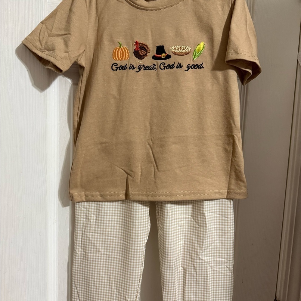 NWT God is Great, God is Good Thanksgiving Outfit - Picture 5 of 8